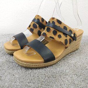 UGG Ebele Sandals Womens 7 Shoes Animal Print Calf Hair Espadrille Wedge Mule